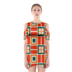 Squares And Rectangles In Retro Colors Women s Cutout Shoulder Dress by LalyLauraFLM