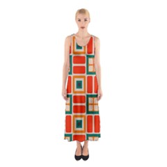 Squares And Rectangles In Retro Colors Full Print Maxi Dress by LalyLauraFLM