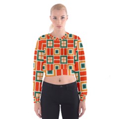 Squares And Rectangles In Retro Colors   Women s Cropped Sweatshirt by LalyLauraFLM