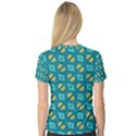 Blue yellow shapes pattern Women s V－Neck Sport Mesh Tee View2