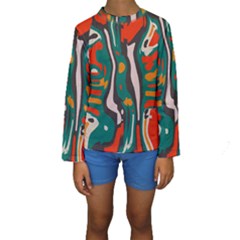 Retro Colors Chaos  Kid s Long Sleeve Swimwear by LalyLauraFLM