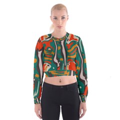 Retro Colors Chaos   Women s Cropped Sweatshirt by LalyLauraFLM