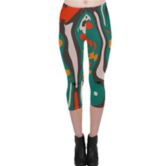 Retro Colors Chaos Capri Leggings by LalyLauraFLM