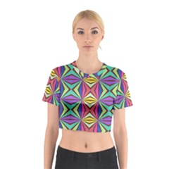 Connected Shapes In Retro Colors  Cotton Crop Top by LalyLauraFLM