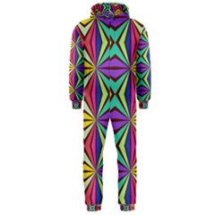 Connected Shapes In Retro Colors  Hooded Jumpsuit (men) by LalyLauraFLM