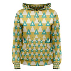 White Blue Triangles Pattern Women s Pullover Hoodie by LalyLauraFLM