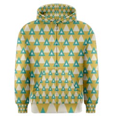 White Blue Triangles Pattern Men s Zipper Hoodie by LalyLauraFLM