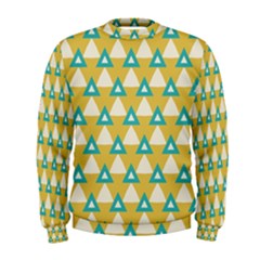 White Blue Triangles Pattern  Men s Sweatshirt by LalyLauraFLM