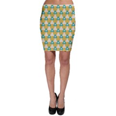 White Blue Triangles Pattern Bodycon Skirt by LalyLauraFLM