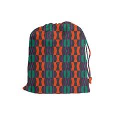 Green Orange Shapes Pattern Drawstring Pouch by LalyLauraFLM