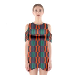 Green Orange Shapes Pattern Women s Cutout Shoulder Dress by LalyLauraFLM