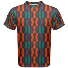 Green Orange Shapes Pattern Men s Cotton Tee by LalyLauraFLM