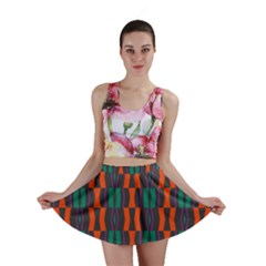 Green Orange Shapes Pattern Mini Skirt by LalyLauraFLM