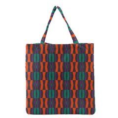 Green Orange Shapes Pattern Grocery Tote Bag by LalyLauraFLM