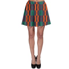 Green Orange Shapes Pattern Skater Skirt by LalyLauraFLM