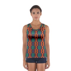 Green Orange Shapes Pattern Women s Sport Tank Top by LalyLauraFLM