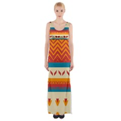 Tribal Shapes  Maxi Thigh Split Dress by LalyLauraFLM