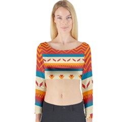 Tribal Shapes  Long Sleeve Crop Top by LalyLauraFLM