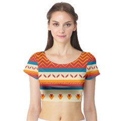 Tribal Shapes  Short Sleeve Crop Top by LalyLauraFLM