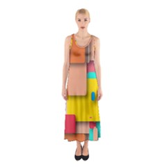 Rounded Rectangles Full Print Maxi Dress