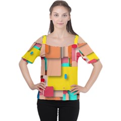 Rounded Rectangles Women s Cutout Shoulder Tee