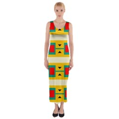 Connected Squares And Triangles Fitted Maxi Dress by LalyLauraFLM