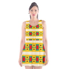 Connected Squares And Triangles Scoop Neck Skater Dress by LalyLauraFLM