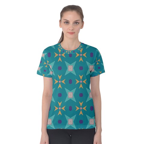 Flowers And Stars Pattern   Women s Cotton Tee by LalyLauraFLM