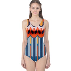 Textured Shapes In Retro Colors    Women s One Piece Swimsuit by LalyLauraFLM