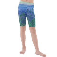 Fantasy Landscape Photo Collage Kid s Mid Length Swim Shorts by dflcprintsclothing