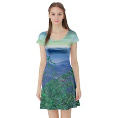 Fantasy Landscape Photo Collage Short Sleeve Skater Dress by dflcprintsclothing