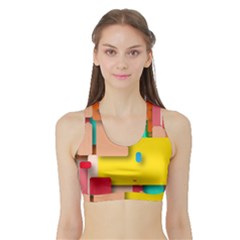 Rounded Rectangles Women s Sports Bra With Border