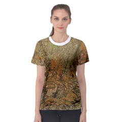 Floral Print Grunge Collage Women s Sport Mesh Tee