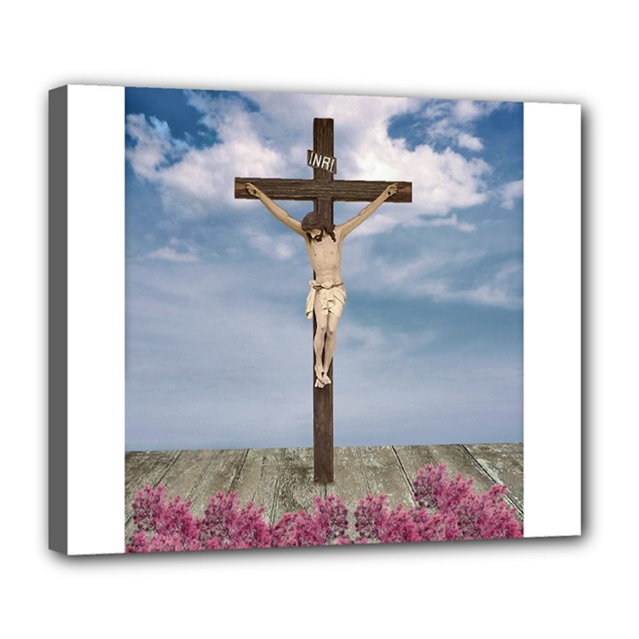 Jesus On The Cross Illustration Deluxe Canvas 24  x 20  