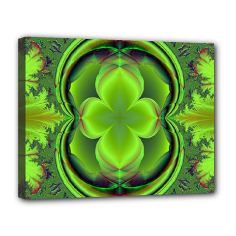 Green Clover Canvas 14  X 11  by Delasel