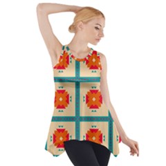 Shapes In Squares Pattern Side Drop Tank Tunic by LalyLauraFLM