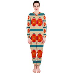 Shapes In Squares Pattern Onepiece Jumpsuit (ladies) by LalyLauraFLM