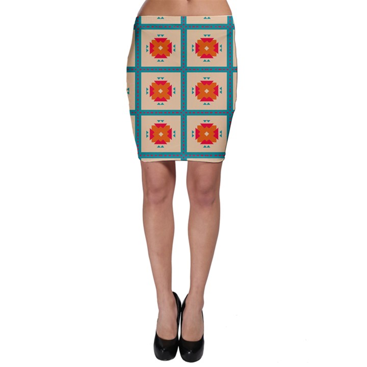 Shapes in squares pattern Bodycon Skirt