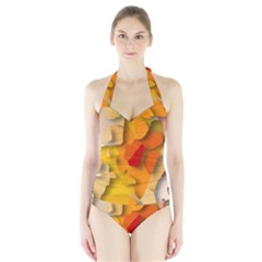 Red Spot Women s Halter One Piece Swimsuit by hennigdesign