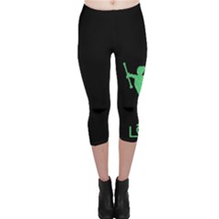 Baton Love In Green & Black Capri Leggings  by GalaxySpirit