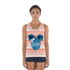 Turquoise Cheer Mouse With Chevron In Tiger Orange Sport Tank Top  by GalaxySpirit