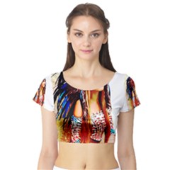 Indian 22 Short Sleeve Crop Top (tight Fit) by indianwarrior