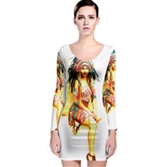 Indian 16 Long Sleeve Bodycon Dress by indianwarrior