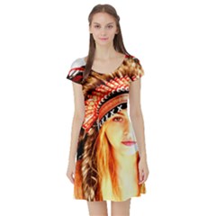 Indian 3 Short Sleeve Skater Dress by indianwarrior