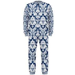 White On Blue Damask Onepiece Jumpsuit (men)  by Zandiepants