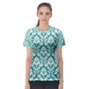 Emerald Green Damask Pattern Women s Sport Mesh Tee View1