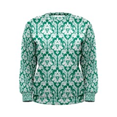 Emerald Green Damask Pattern Women s Sweatshirt by Zandiepants