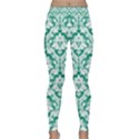 Emerald Green Damask Pattern Yoga Leggings  View1