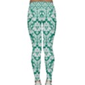 Emerald Green Damask Pattern Yoga Leggings  View2