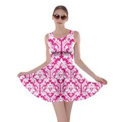 Hot Pink Damask Pattern Skater Dress